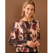 FOS shirt 7631 Mimi Waterlelie Zwart print